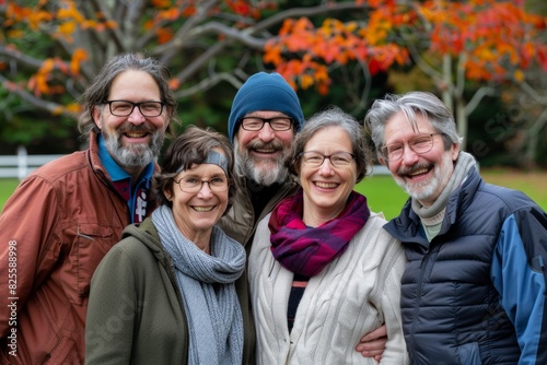 Portrait of a group of senior friends standing together in the park