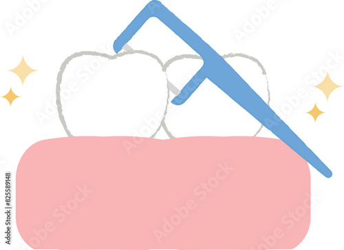 オーラル・デンタルケアのイラスト　糸ようじ