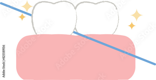 オーラル・デンタルケアのイラスト　フロス
