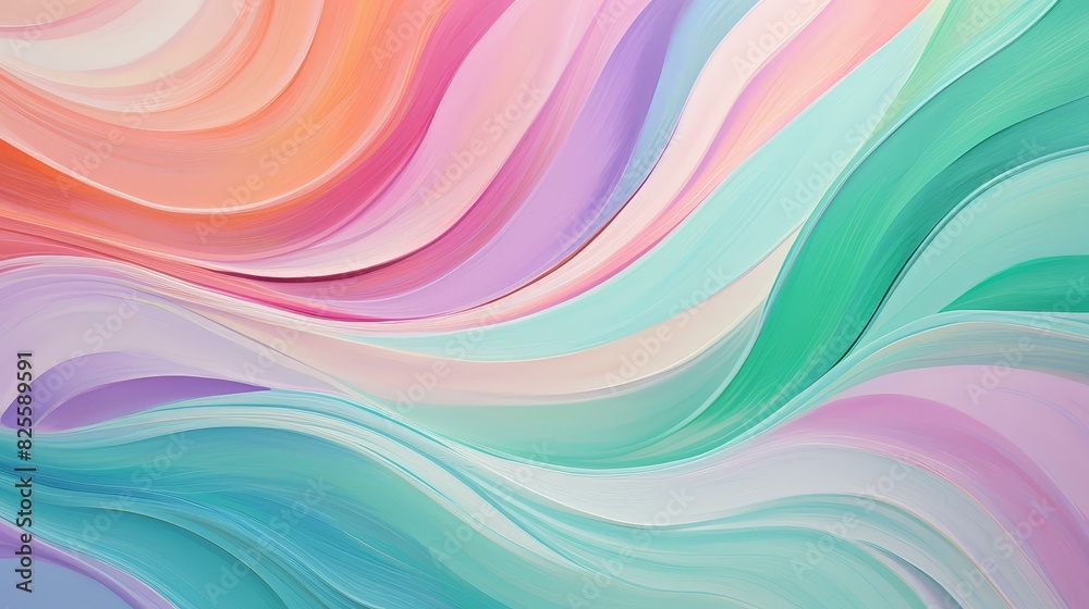 Fototapeta premium Abstract pastel background with swirling vortex patterns and bright accents.