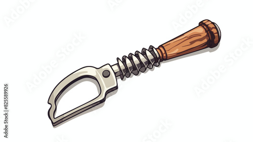 Old fashioned corkscrew with a metal spiral and woo