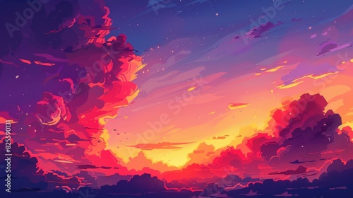 Breathtaking sunset splashing red, orange, and purple across the sky. © Crazy Juke