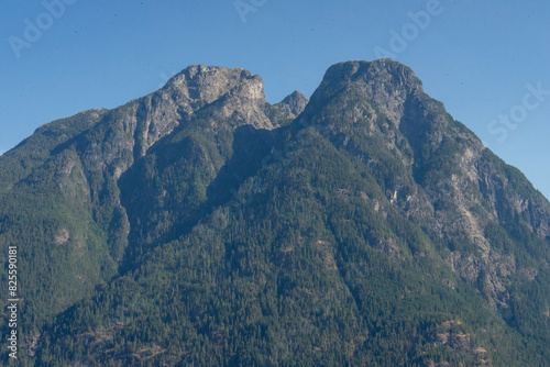 mountain range from a distance with blue sky