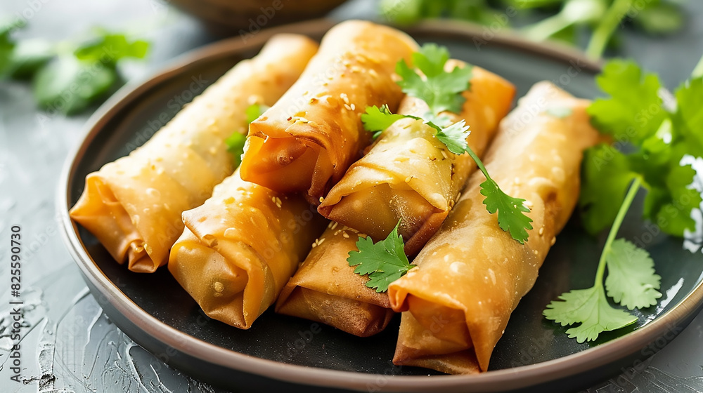 A plate of Bourak algeria arabic food Middle Eastern Rolls A plate of Bourak algeria arabic food Middle Eastern Rolls