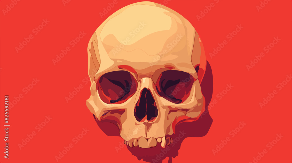Paper cut flat skull icon for Halloween. Paper skul
