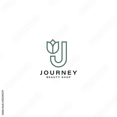 Letter J with flower for logo design vector. Beauty spa shop logo 240524