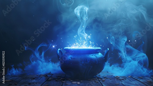 Mysterious potion swirling in a cauldron, surrounded by captivating smoke aura