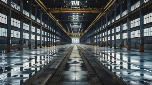 A large empty warehouse with rows of collumn.