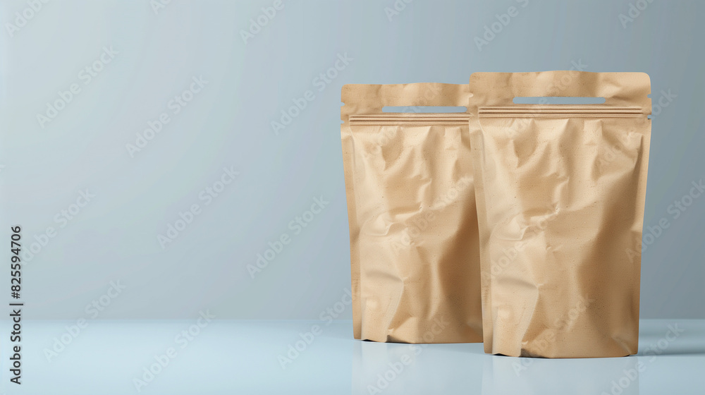 Ziplock Product Paper Bags Mockup on White Background Ziplock Product Paper Bags Mockup on White Background