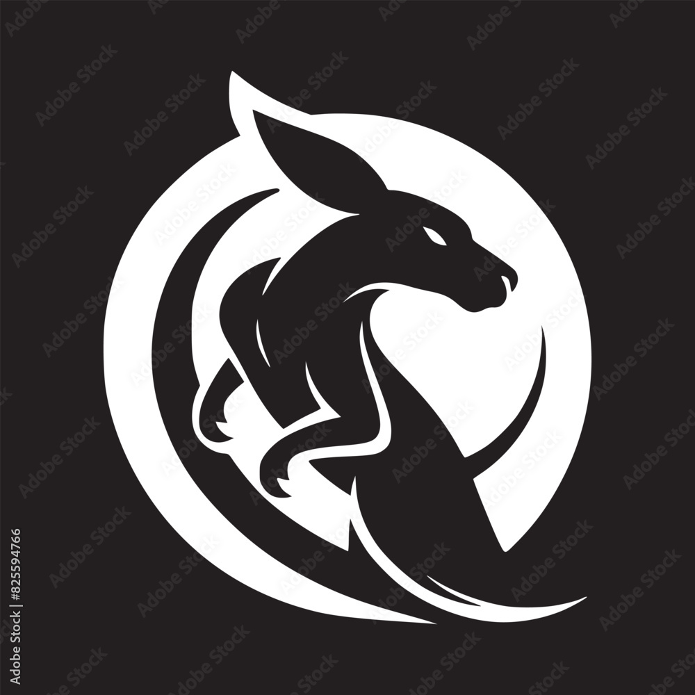 Vector Logo Illustration Angry kangaroo on black background Vector Logo Illustration Angry kangaroo on black background