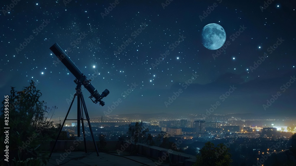 Astronomy telescope on a rooftop observatory Astronomy telescope on a rooftop observatory
