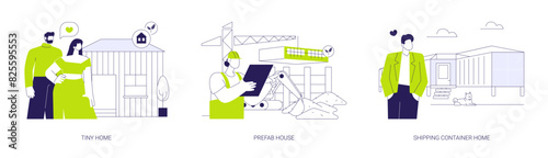 Sustainable construction abstract concept vector illustrations.