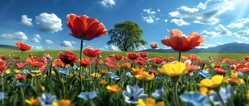 Fototapeta premium Field of vibrant flowers in spring