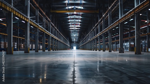 A large empty warehouse with rows of collumn.