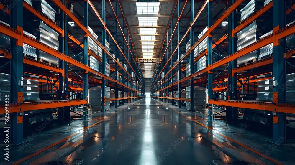 A large empty warehouse with rows of collumn. A large empty warehouse with rows of collumn.