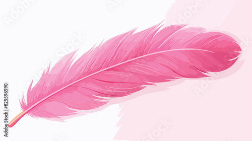 Pink fluffy bird feather isolated on white backgrou