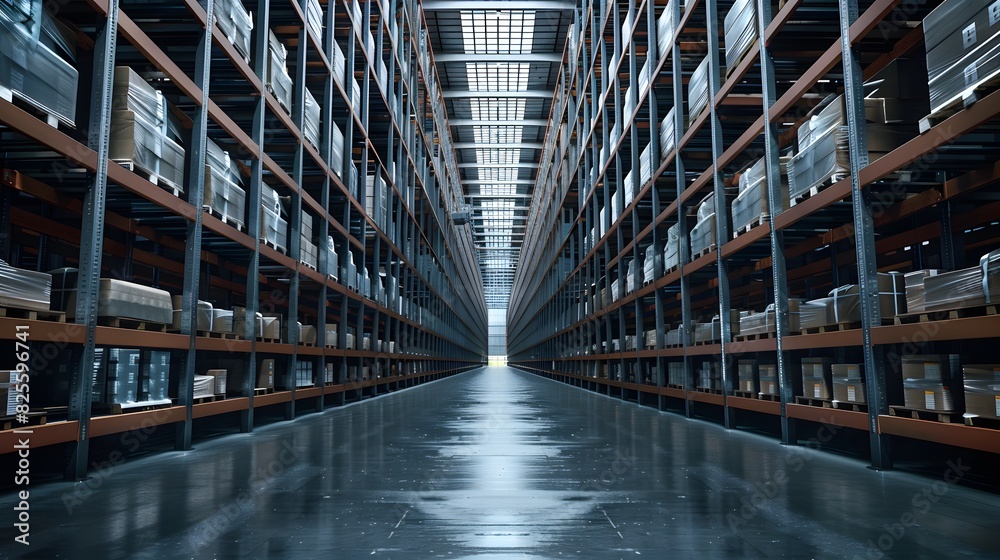 A large empty warehouse with rows of collumn. A large empty warehouse with rows of collumn.