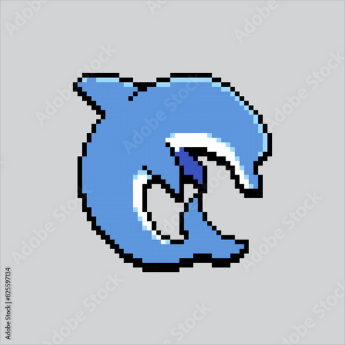 Pixel art illustration Dolphin. Pixelated Dolphin. Dolphin pixelated for the pixel art game and icon for website and video game. old school retro.