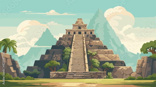 Poster with symbol of ancient maya civilization   s