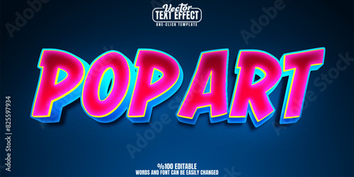 Pop art editable text effect, customizable comic and colorful 3D font style