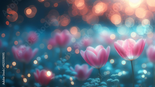 Tulip flowers set against a bokeh background