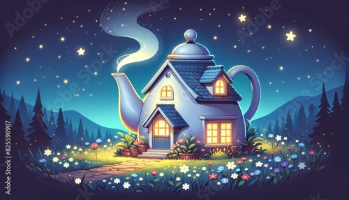 Whimsical Teapot House in Enchanted Garden