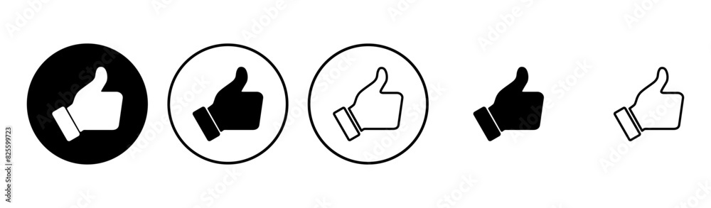 Thumbs up icon set. Hand like. Like icon vector. Thumbs up icon set. Hand like. Like icon vector.