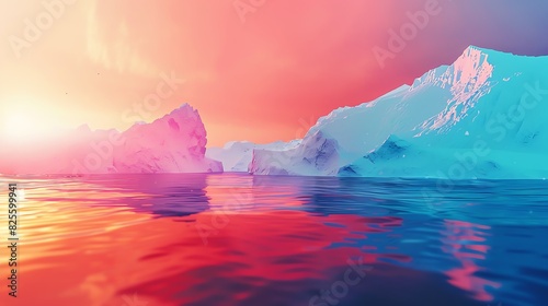 Earths polar ice caps close up  focus on  copy space  vibrant colors  double exposure silhouette with climate