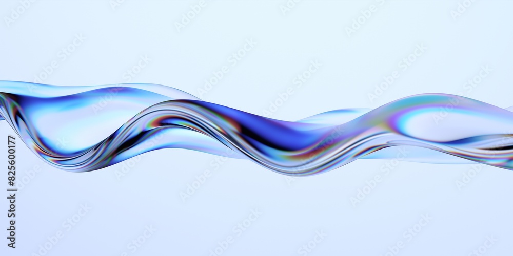 Abstract design, wavy iridescent shape on light background, 3d render Abstract design, wavy iridescent shape on light background, 3d render