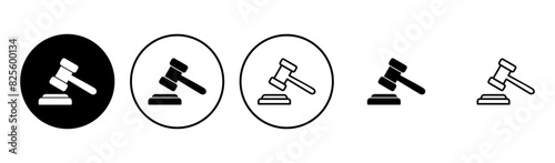 Gavel icon set. judge gavel icon vector. law icon vector. auction hammer