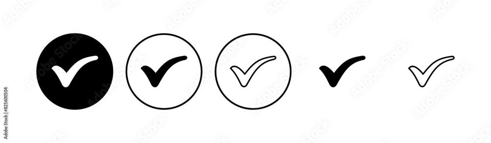 Check mark icon set. Check mark icon. Tick mark symbol vector Check mark icon set. Check mark icon. Tick mark symbol vector