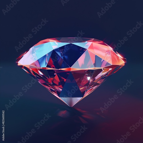 Miniature Small-Scale Painting Style Diamond 3D Icon in Minimalist Lite Objects Style. Upview with Matte, Simple Background, Soft Round Form Surrealism, Ultra High Definition Details. photo