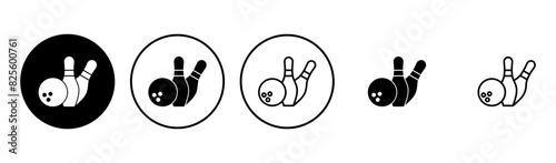 Bowling icon set. bowling ball and pin icon. bowling pins