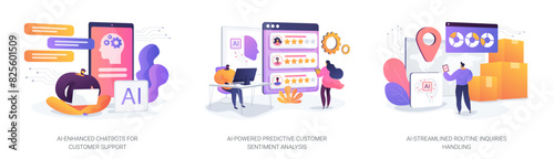 AI in Customer Support abstract concept vector illustrations.