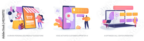 AI Customer Service abstract concept vector illustrations.