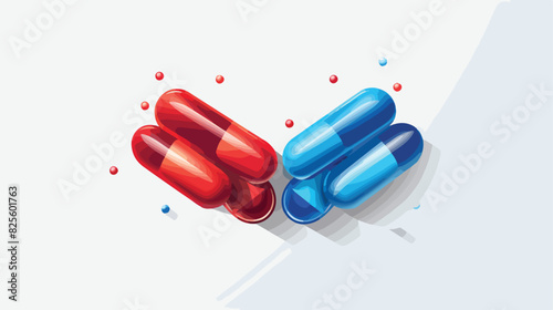 Red and blue pills   realistic 3d vector illustrati photo