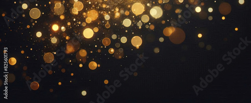 Hintergrund mit fallenden goldenen Glitzerpartikeln. Fallendes Goldkonfetti mit magischem Licht. Schöner heller Hintergrund