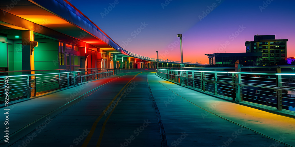 Fototapeta premium A bridge with vibrant light at night
