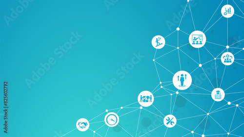 Apprenticeship vector illustration. Blue banner related to apprentice, intern or trainee mentoring program, job training or coaching, training on the job, vocational or practical learning