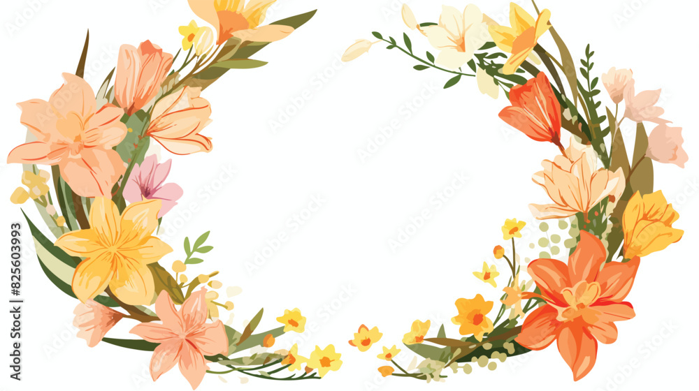 Round frame of spring flowers decoration element sk