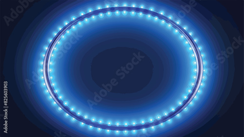 Round frame of garlands. Merry Christmas. Neon blue
