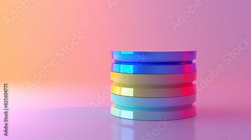 Illustration of a database management icon in 3D with a vibrant color palette