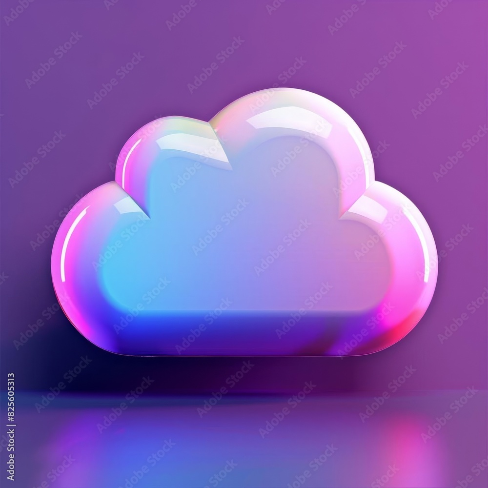 Photo of a cloud storage 3D icon against a vivid, techthemed background Photo of a cloud storage 3D icon against a vivid, techthemed background