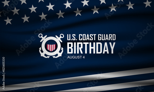U.S. Coast Guard Birthday August 4 background vector illustration