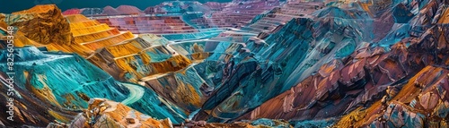 Photo of a colorful panorama of a gold mining operation photo