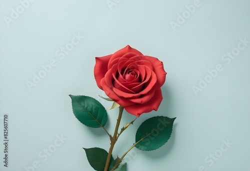 Red rose on a clean background. concept of love  mother s day  valentine s Day. 