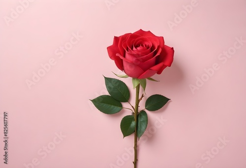 Red rose on a clean background. concept of love  mother s day  valentine s Day. 