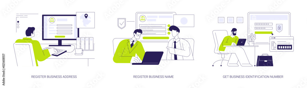 Business registration abstract concept vector illustrations. Business registration abstract concept vector illustrations.