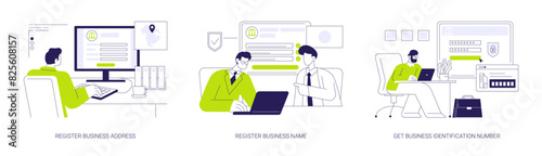 Business registration abstract concept vector illustrations. photo