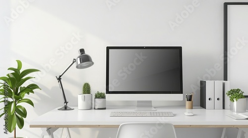 A minimalist workspace with clean lines and uncluttered surfaces, promoting focus and productivity. © buraratn
